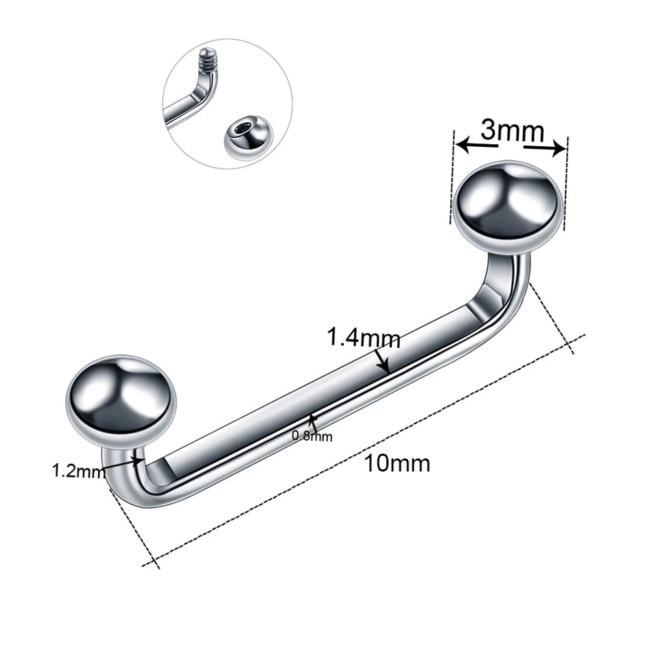 1PC Titanium 16G 14G External&Internal Thread Surface Bar Industrial Barbell CZ Micro Dermal Anchors Ring Piercings Sexy Jewelry