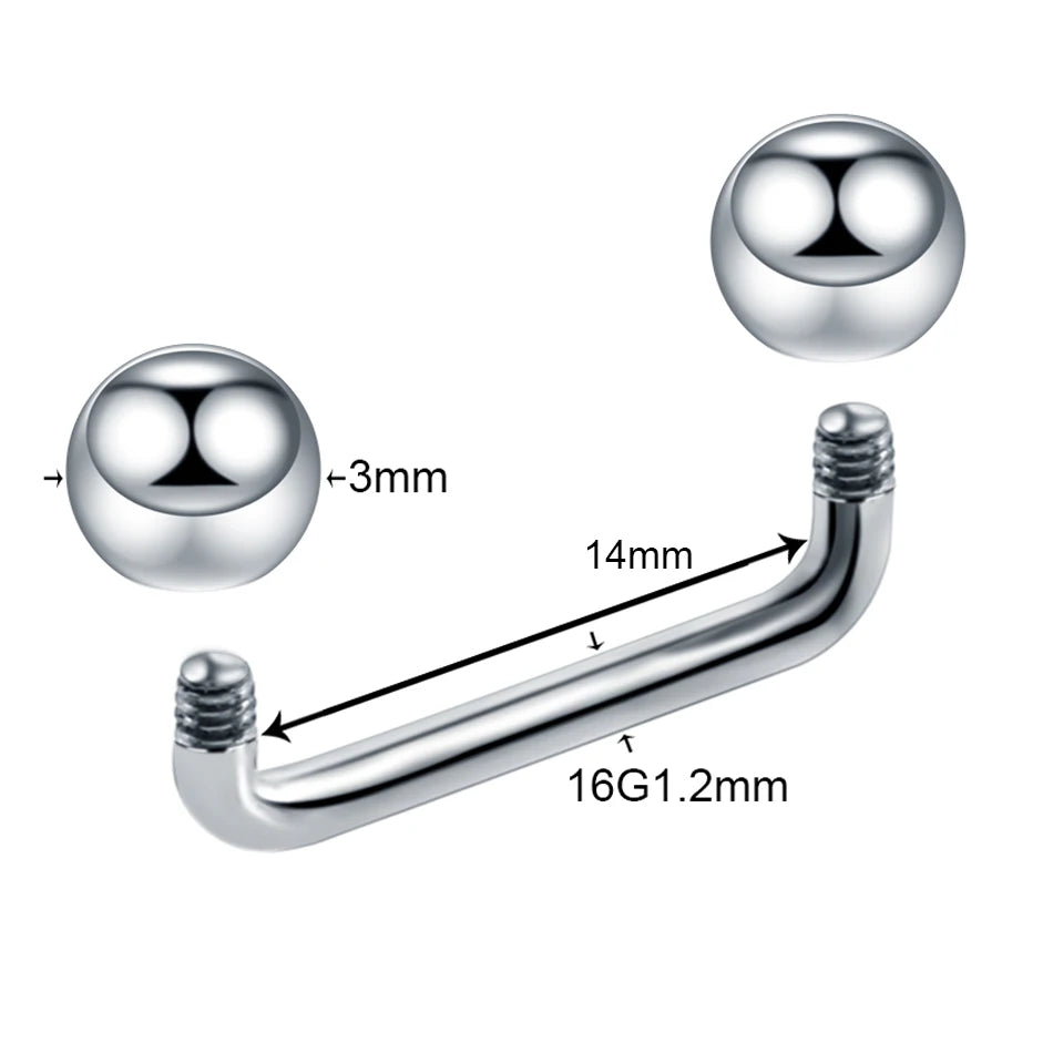 1PC Titanium 16G 14G External&Internal Thread Surface Bar Industrial Barbell CZ Micro Dermal Anchors Ring Piercings Sexy Jewelry