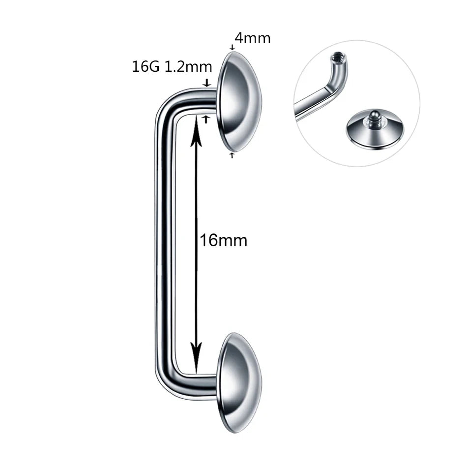 1PC Titanium 16G 14G External&Internal Thread Surface Bar Industrial Barbell CZ Micro Dermal Anchors Ring Piercings Sexy Jewelry