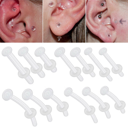 1PC Glass Nose Stud Transparent Glass Straight Nose Ring Retainer Holder  Hoop Earrings Belly Ring Navel Piercing Jewelry