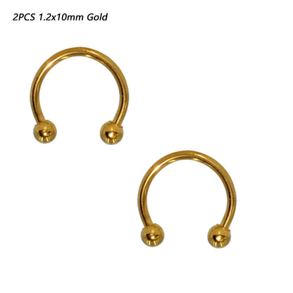 2 Pcs Stainless Steel Nostril Nose Ring Lip Rings Earrings Circular Piercing Ball Horseshoe Hoop Ring Piercing Body Jewelry