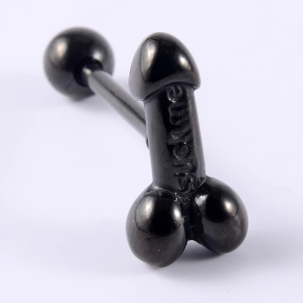 1PCS Surgical Steel Tongue Rings Punk Rock Style Hypoallergenic Piercing Tongue Nails Tongue Barbells Piercing Body Jewelry 14g