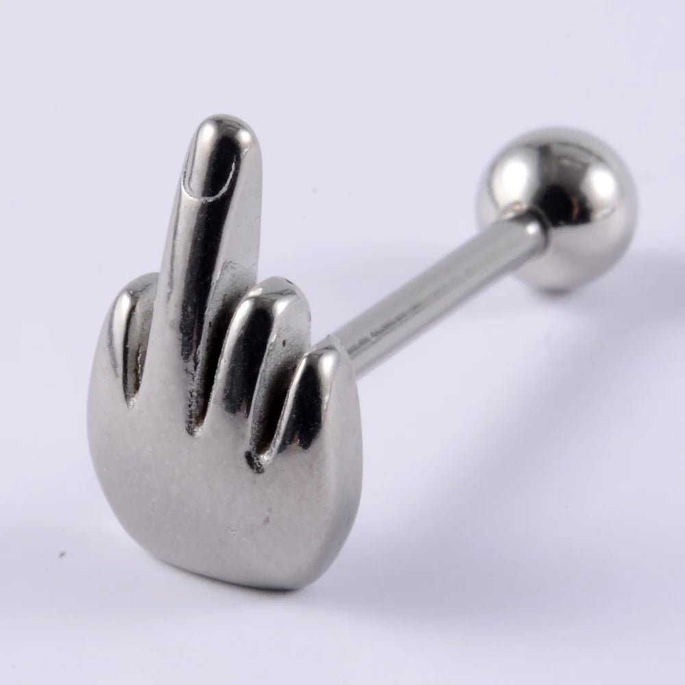 1PCS Surgical Steel Tongue Rings Punk Rock Style Hypoallergenic Piercing Tongue Nails Tongue Barbells Piercing Body Jewelry 14g