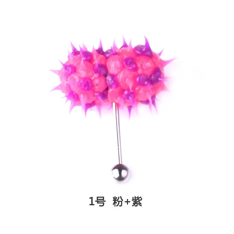 Women Men Tongue Piercing Vibrating Tongue Bar Rubber Stainless Steel Barbell Vibrating Body Piercing Stud Ring Punk Jewelry Hot