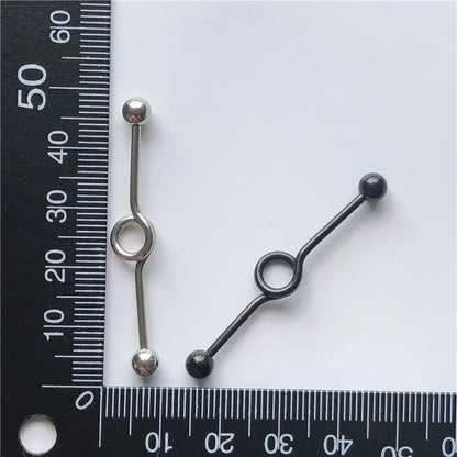 14G Cross Industrial Barbell Piercing Heart Earring Straigh Bar Cartilage Ear Piercing Barbells Body Jewelry Ear Piercing Ring