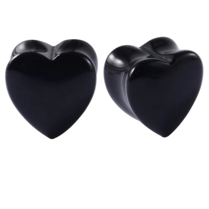 2PCS Heart Ear Plugs Natural Stone Ear Gauge Earring Flesh Tunnel Quartz Obsidian Opal Ears Expander Body Piercing 6-16mm