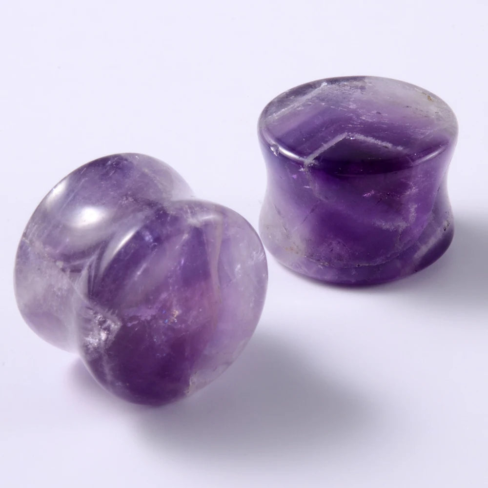 2PCS Heart Ear Plugs Natural Stone Ear Gauge Earring Flesh Tunnel Quartz Obsidian Opal Ears Expander Body Piercing 6-16mm