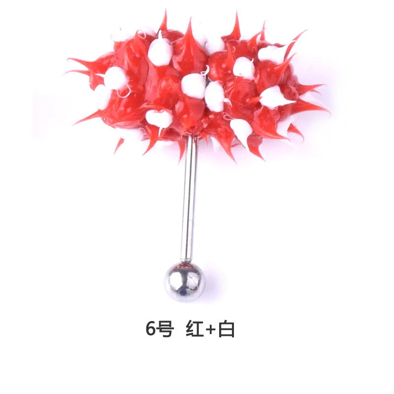 Women Men Tongue Piercing Vibrating Tongue Bar Rubber Stainless Steel Barbell Vibrating Body Piercing Stud Ring Punk Jewelry Hot