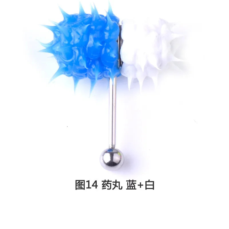 Women Men Tongue Piercing Vibrating Tongue Bar Rubber Stainless Steel Barbell Vibrating Body Piercing Stud Ring Punk Jewelry Hot