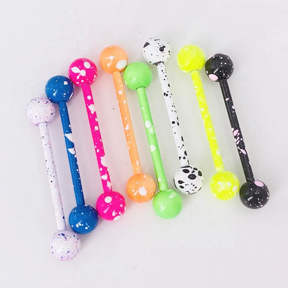 10Pcs/Lot Sexy Mixed Colorful Tongue Rings Surgical Stainless Steel Piercing Tongue Studs  For Women Men Body Piercing Jewelry