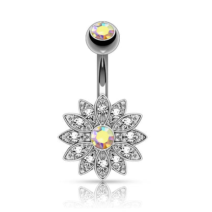 14G Surgical Steel Dangle Navel Belly Button Ring Bar Curved Barbell Body Piercing Jewelry for Women Crystal CZ Ball Screw