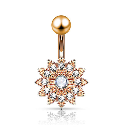 14G Surgical Steel Dangle Navel Belly Button Ring Bar Curved Barbell Body Piercing Jewelry for Women Crystal CZ Ball Screw
