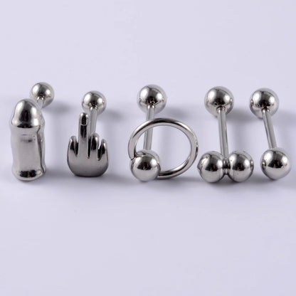 1PCS Surgical Steel Tongue Rings Punk Rock Style Hypoallergenic Piercing Tongue Nails Tongue Barbells Piercing Body Jewelry 14g