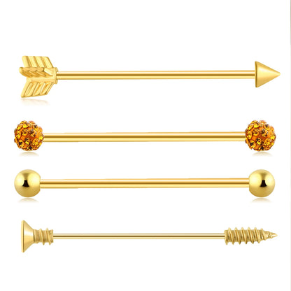 14G Industrial Piercing Barbells Jewelry Surgical Steel CZ Marble Pearl Style for Women Men Cartilage Earring Body Piercing