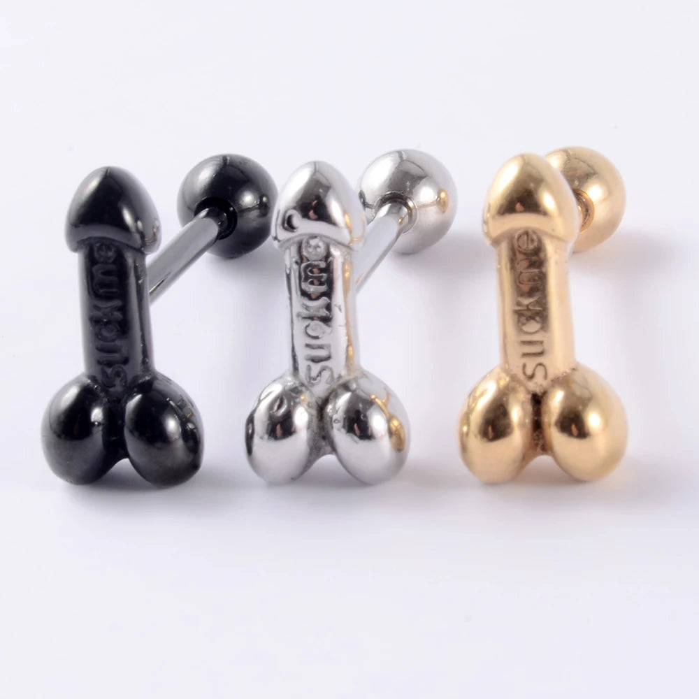 1PCS Surgical Steel Tongue Rings Punk Rock Style Hypoallergenic Piercing Tongue Nails Tongue Barbells Piercing Body Jewelry 14g