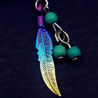 1PC Long Stainless Steel Industrial Piercing Ear Cartilage Straight Bar Jewelry Boho Feather Pendant Earring Ear Barbell Jewelry