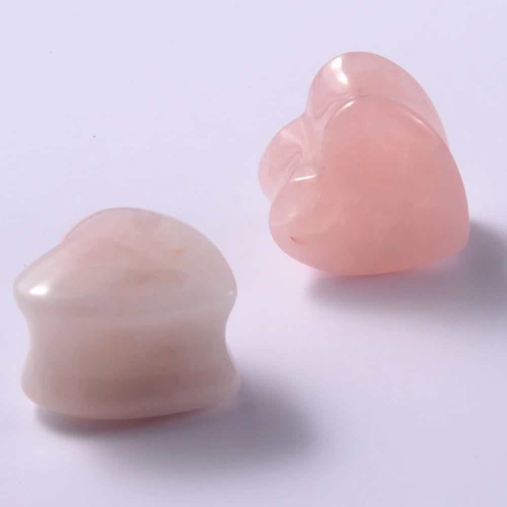 2PCS Heart Ear Plugs Natural Stone Ear Gauge Earring Flesh Tunnel Quartz Obsidian Opal Ears Expander Body Piercing 6-16mm