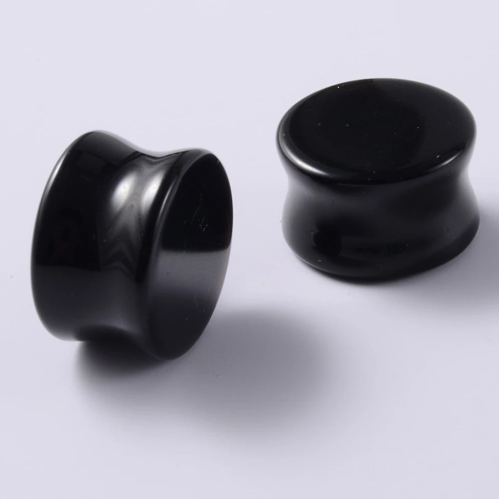 2PCS Heart Ear Plugs Natural Stone Ear Gauge Earring Flesh Tunnel Quartz Obsidian Opal Ears Expander Body Piercing 6-16mm