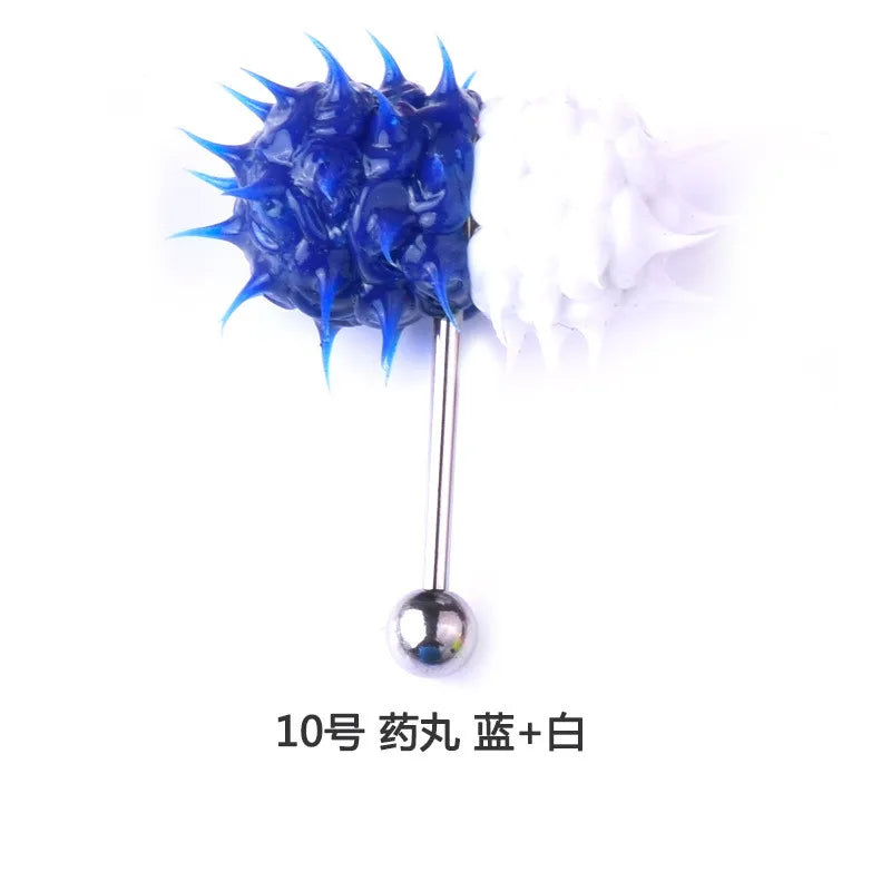 Women Men Tongue Piercing Vibrating Tongue Bar Rubber Stainless Steel Barbell Vibrating Body Piercing Stud Ring Punk Jewelry Hot