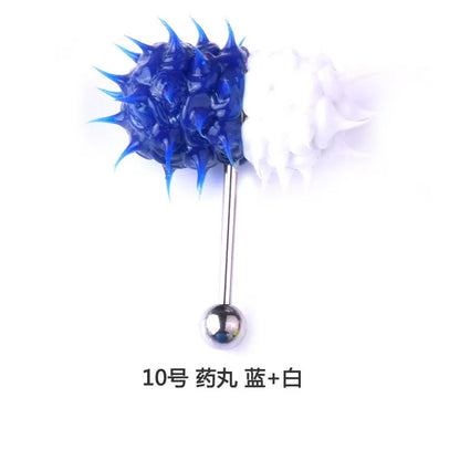 Women Men Tongue Piercing Vibrating Tongue Bar Rubber Stainless Steel Barbell Vibrating Body Piercing Stud Ring Punk Jewelry Hot