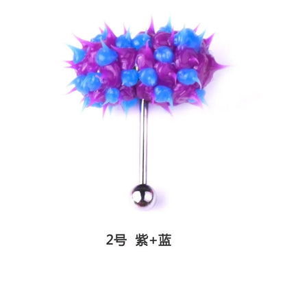 Women Men Tongue Piercing Vibrating Tongue Bar Rubber Stainless Steel Barbell Vibrating Body Piercing Stud Ring Punk Jewelry Hot