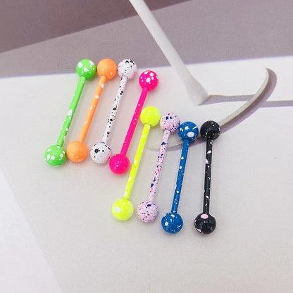 10Pcs/Lot Sexy Mixed Colorful Tongue Rings Surgical Stainless Steel Piercing Tongue Studs  For Women Men Body Piercing Jewelry