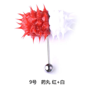 Women Men Tongue Piercing Vibrating Tongue Bar Rubber Stainless Steel Barbell Vibrating Body Piercing Stud Ring Punk Jewelry Hot