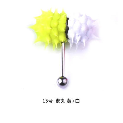 Women Men Tongue Piercing Vibrating Tongue Bar Rubber Stainless Steel Barbell Vibrating Body Piercing Stud Ring Punk Jewelry Hot