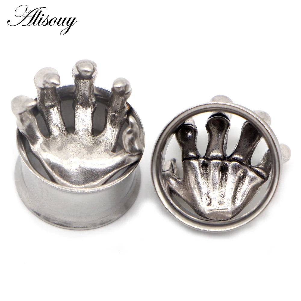Alisouy 2pcs Piercing Ear Gauges Expander Stainless Steel Dinosaur Earrings Plugs Tunnels Screw Fashion Piercing Body Jewelry
