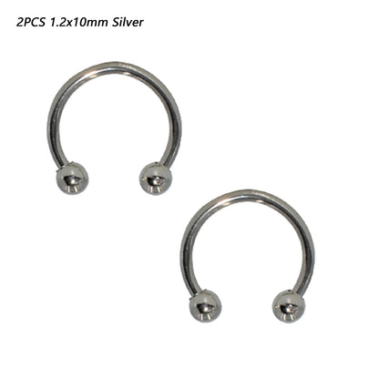 2 Pcs Stainless Steel Nostril Nose Ring Lip Rings Earrings Circular Piercing Ball Horseshoe Hoop Ring Piercing Body Jewelry