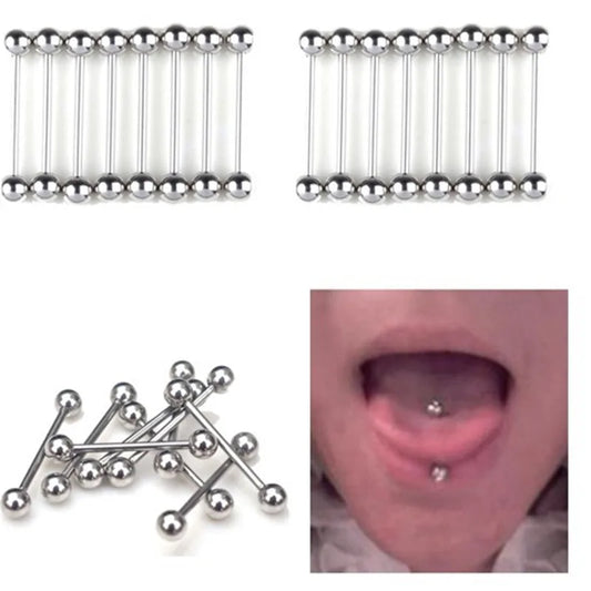 10Pcs Tongue Nipple Rings Ear Plug Rings Bars Barbell Punk Style Body Piercing Jewelry