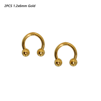 2 Pcs Stainless Steel Nostril Nose Ring Lip Rings Earrings Circular Piercing Ball Horseshoe Hoop Ring Piercing Body Jewelry
