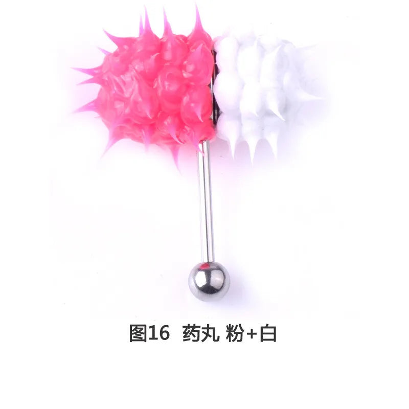 Women Men Tongue Piercing Vibrating Tongue Bar Rubber Stainless Steel Barbell Vibrating Body Piercing Stud Ring Punk Jewelry Hot