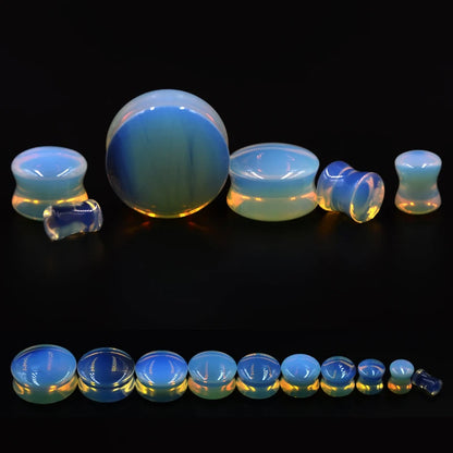 2PCS Heart Ear Plugs Natural Stone Ear Gauge Earring Flesh Tunnel Quartz Obsidian Opal Ears Expander Body Piercing 6-16mm