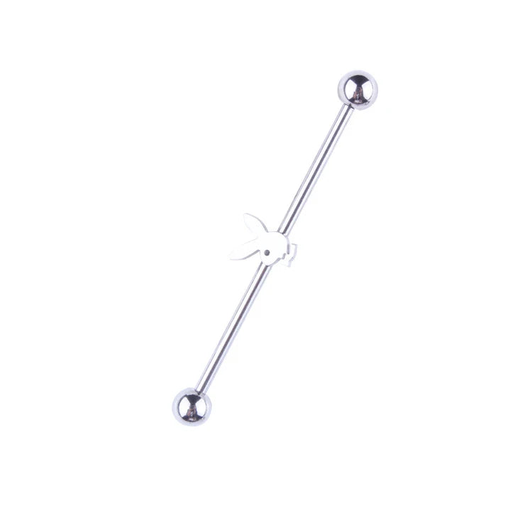 1pcs Rabbit Long Industrial Barbell Earring 316L Stainless Steel Industrial Piercing Body Jewelry пирсинг Bijoux