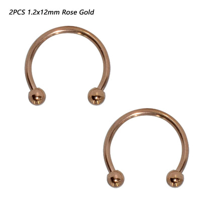 2 Pcs Stainless Steel Nostril Nose Ring Lip Rings Earrings Circular Piercing Ball Horseshoe Hoop Ring Piercing Body Jewelry