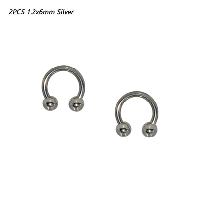 2 Pcs Stainless Steel Nostril Nose Ring Lip Rings Earrings Circular Piercing Ball Horseshoe Hoop Ring Piercing Body Jewelry
