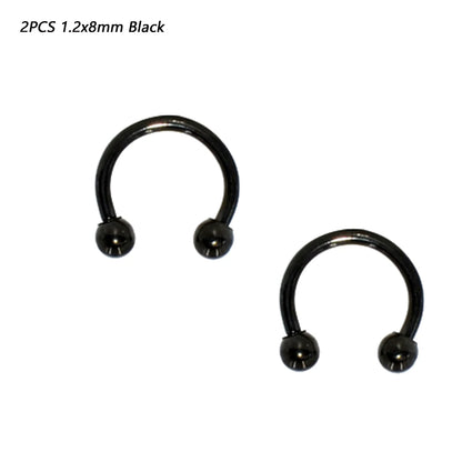2 Pcs Stainless Steel Nostril Nose Ring Lip Rings Earrings Circular Piercing Ball Horseshoe Hoop Ring Piercing Body Jewelry