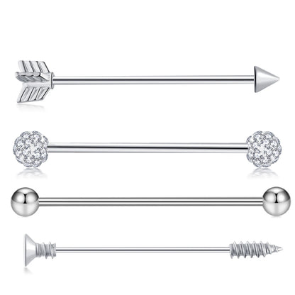 14G Industrial Piercing Barbells Jewelry Surgical Steel CZ Marble Pearl Style for Women Men Cartilage Earring Body Piercing