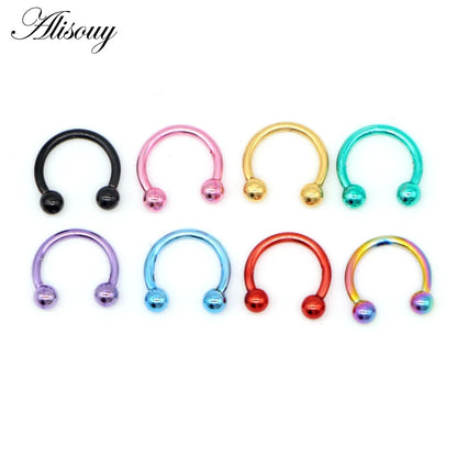 Alisouy 1pc Stainless Steel Horseshoe Spike Nose Septum Rings Eyebrow Tragus Ear Rings Body Piercing Nariz Jewelry Piercing