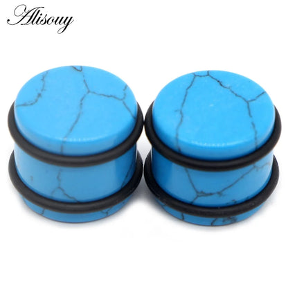 2PCS Natural Stone Ear Plugs Gauges Women Men Earrings Ear Flesh Tunnel Expander Ear Stretcher Body Piercing Jewelry 5mm-16mm