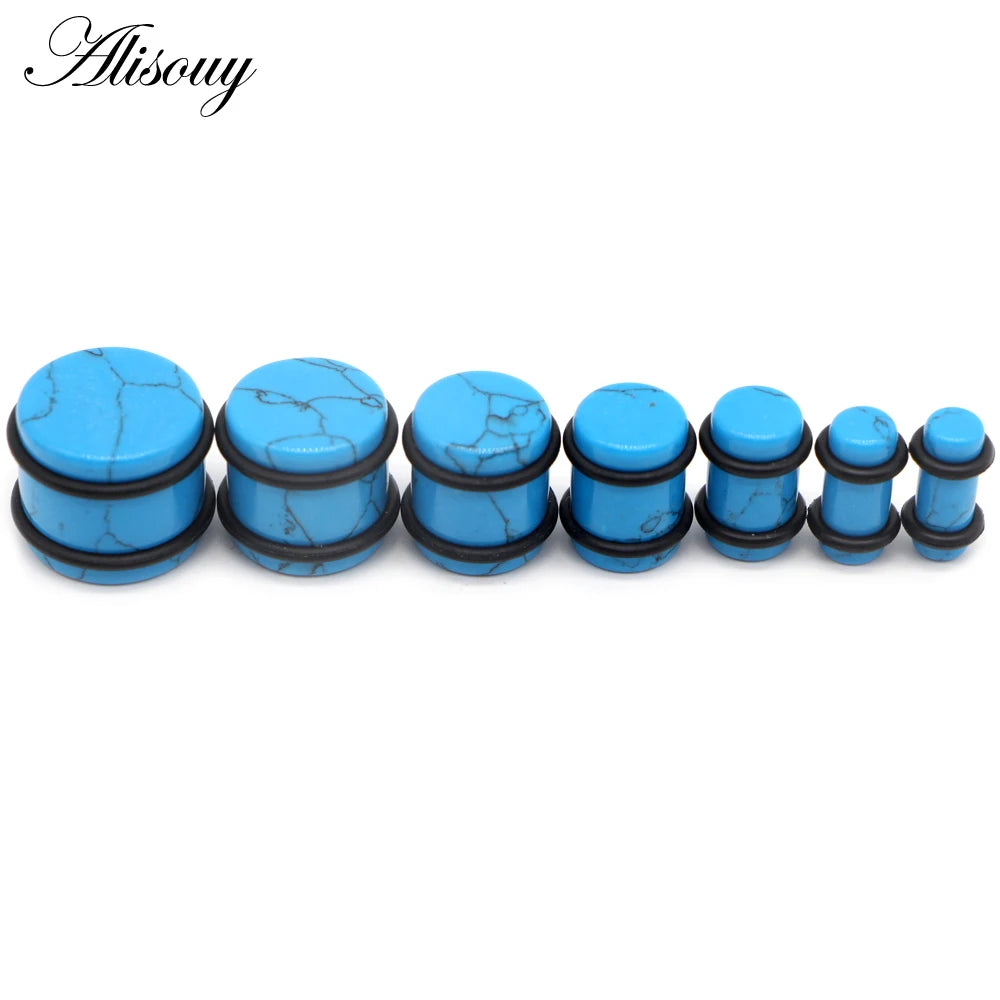 2PCS Natural Stone Ear Plugs Gauges Women Men Earrings Ear Flesh Tunnel Expander Ear Stretcher Body Piercing Jewelry 5mm-16mm