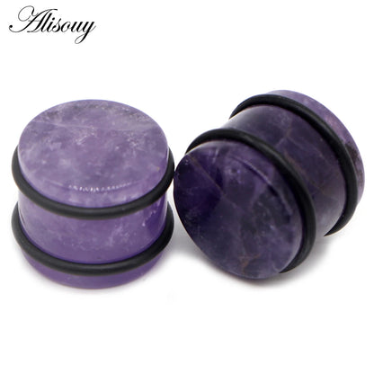 2PCS Natural Stone Ear Plugs Gauges Women Men Earrings Ear Flesh Tunnel Expander Ear Stretcher Body Piercing Jewelry 5mm-16mm
