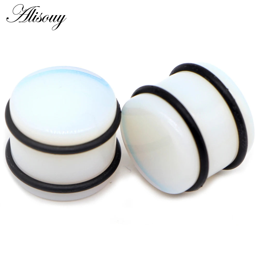 2PCS Natural Stone Ear Plugs Gauges Women Men Earrings Ear Flesh Tunnel Expander Ear Stretcher Body Piercing Jewelry 5mm-16mm