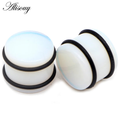 2PCS Natural Stone Ear Plugs Gauges Women Men Earrings Ear Flesh Tunnel Expander Ear Stretcher Body Piercing Jewelry 5mm-16mm