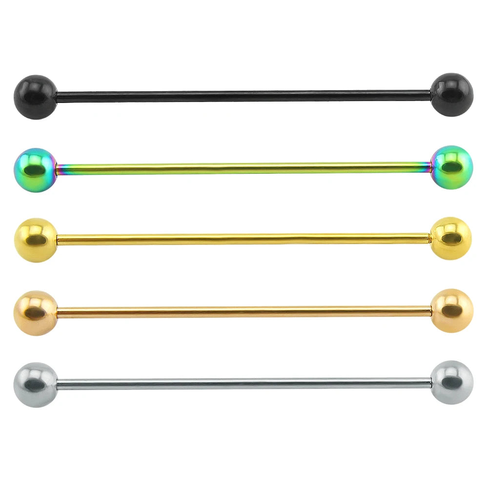 2 Pieces Long Industrial Barbell Fashion 14G/1.6m 50mm Ear Ring Piercing 5 Colors Earrings Piercing Jewelry
