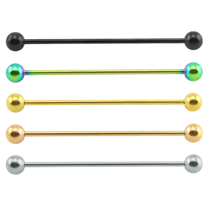 2 Pieces Long Industrial Barbell Fashion 14G/1.6m 50mm Ear Ring Piercing 5 Colors Earrings Piercing Jewelry