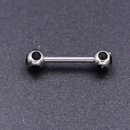 1Pc 10 Styles 1.2*10+4mm Zircon Ball Party Friendly Tongue Ring / Straight Barbell - Barbell Body Jewelry
