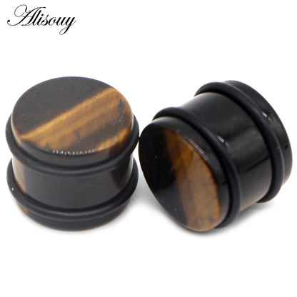 2PCS Natural Stone Ear Plugs Gauges Women Men Earrings Ear Flesh Tunnel Expander Ear Stretcher Body Piercing Jewelry 5mm-16mm