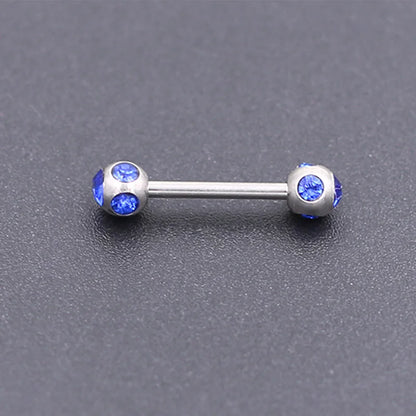 1Pc 10 Styles 1.2*10+4mm Zircon Ball Party Friendly Tongue Ring / Straight Barbell - Barbell Body Jewelry